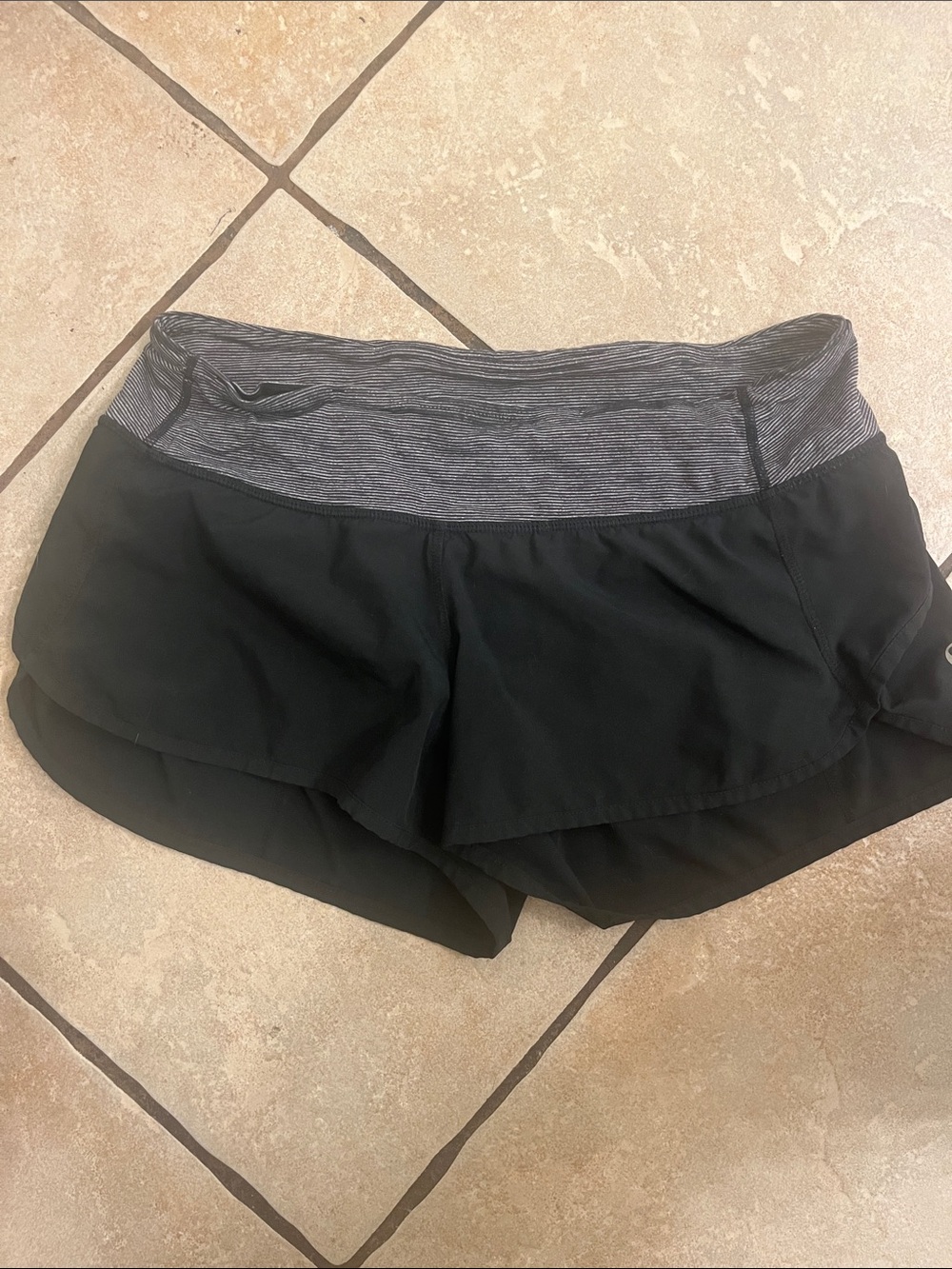 lululemon athletica Black Athletic Shorts with Gray Waistband